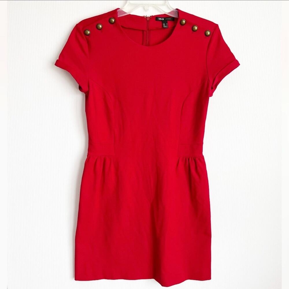 MNG by Mango Red Cinched Waist Mini Dress Small